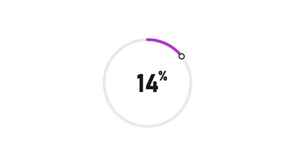 14 percent number loading circle icon pie chart illustration 4K resolution.
