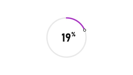 19 percent number loading circle icon pie chart illustration 4K resolution.
