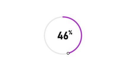 46 percent number loading circle icon pie chart illustration 4K resolution.