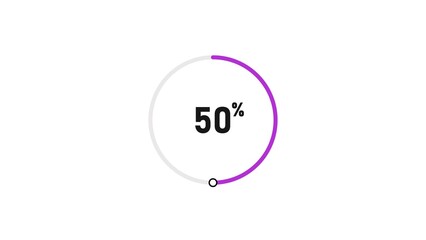 50 percent number loading circle icon pie chart illustration 4K resolution.