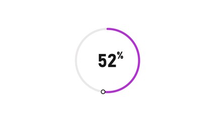 52 percent number loading circle icon pie chart illustration 4K resolution.