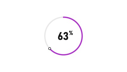 63 percent number loading circle icon pie chart illustration 4K resolution.