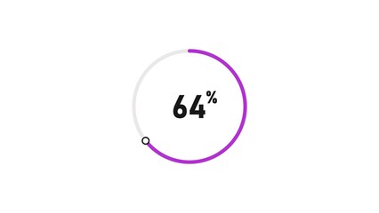 64 percent number loading circle icon pie chart illustration 4K resolution.