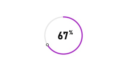 67 percent number loading circle icon pie chart illustration 4K resolution.