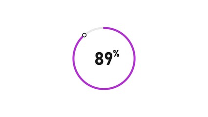 89 percent number loading circle icon pie chart illustration 4K resolution.