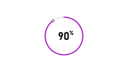 90 percent number loading circle icon pie chart illustration 4K resolution.