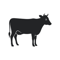 Profile View Lion Silhouette With Cow Illustration