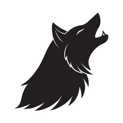 Close Up Howling Wolf Head Silhouette