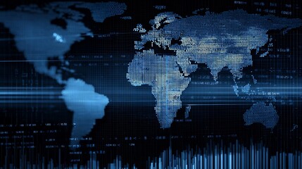 Global business operations wallpaper world map overlays logistics flow and region based sales data visualization in blue tones