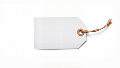 Blank price tag with string on a white background, isolated, transparent background, no background  