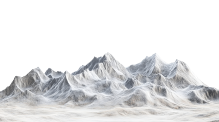 Majestic mountain landscape with snow covered peaks scenic alpine view and winter valley terrain under clear sky isolated on white background