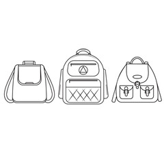 Sketch of a rucksack. Backpack isolated on white background. Vector illustration of a sketch style.