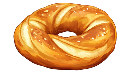 Fototapeta premium Fresh soft pretzel with golden brown crust and twisted shape sprinkled with coarse salt isolated on white background