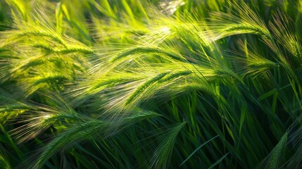 Wheat growing in a field in South Dakota.
