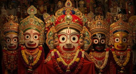 Fototapeta premium Religious figures in elaborate ornate costumes