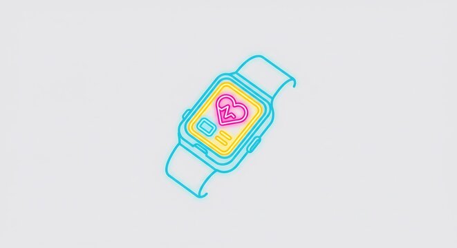 Neon Pixel Smartwatch with Heart Display
