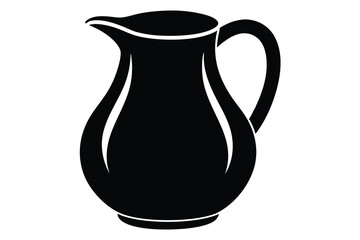 Black Pitcher Illustration Stylish Milk Jug Silhouette Graphic with Pour Spout and Handle