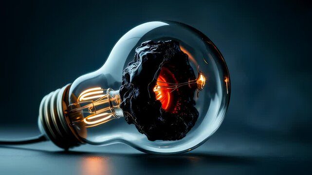 Fiery bulb exploding with black energy