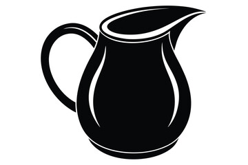 Elegant Black Pitcher with Handle and Spout in Silhouette Design