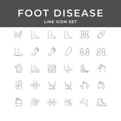 Naklejka premium Foot Disease Line Icon Set – Medical, Pain, Injury, Infection, Diabetes, Orthopedic, Podiatry, Minimal Vector Collection