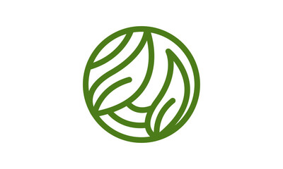 Monoline Leafs in Circle Logo Design – Elegant One-Line Leaf Motifs Arranged in a Circular Shape Representing Nature, Harmony, and Sustainability