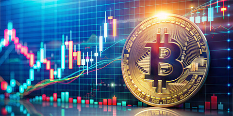 Cryptocurrency enthusiasts analyze Bitcoin trends with a trading graph in the background. The session reflects current market movements, showcasing rising and falling prices
