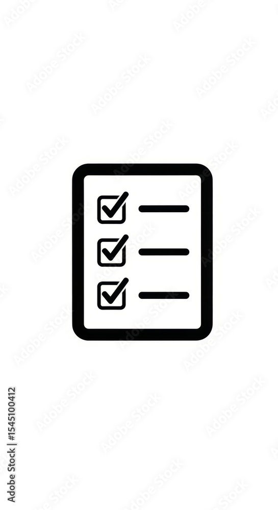 Poster black checklist icon with three checked boxes and three lines on a white background simple design