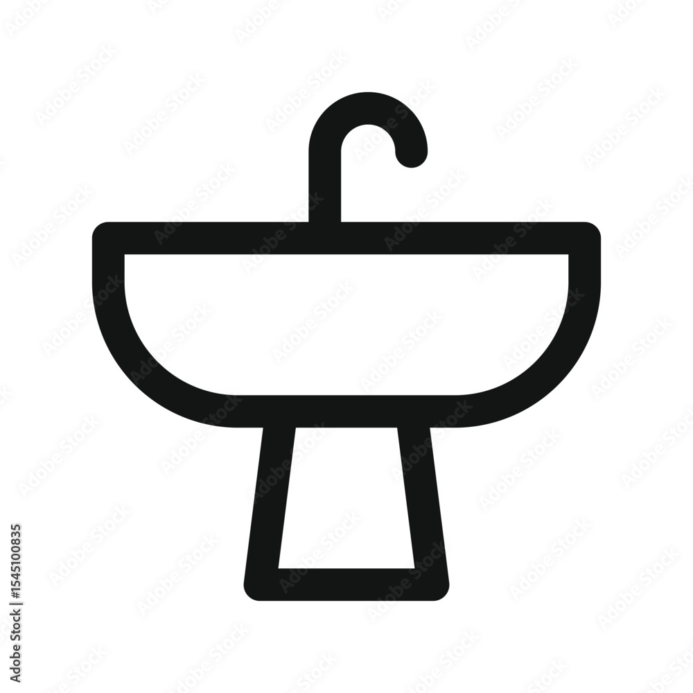 Poster pedestal sink ui icon, pedestal wash basin simple line user interface vector symbol