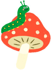 Green Lava agaric mushroom illustration