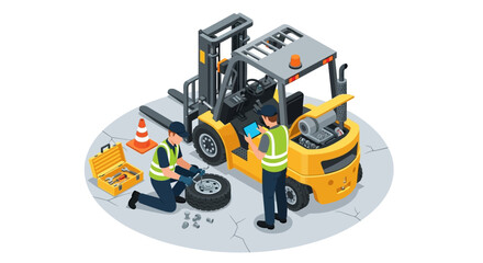 Forklift Repair and Maintenance Expert Technicians Servicing Industrial Equipment