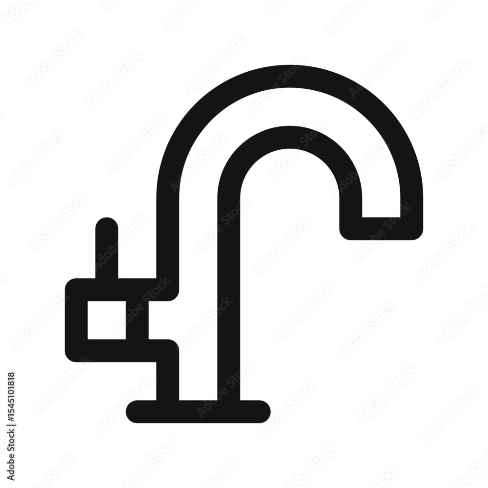 Poster kitchen faucet ui icon, single handle faucet simple line user interface vector symbol