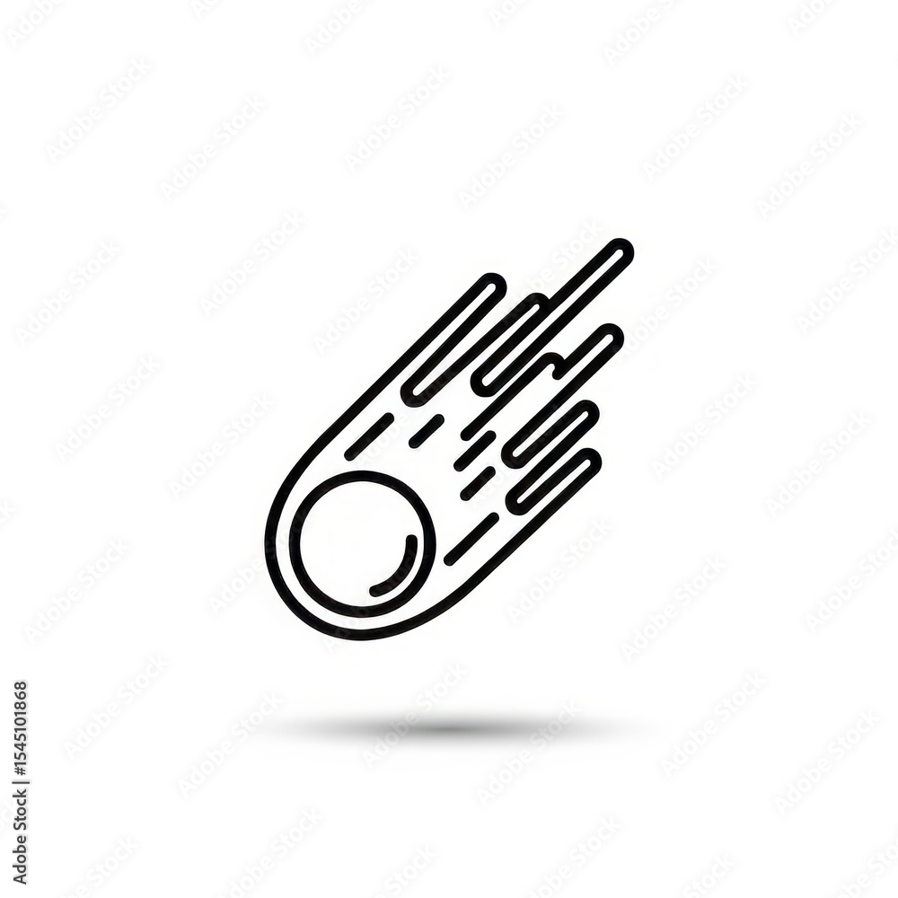 Aufkleber a minimalist line art depiction of a comet or meteor with a trailing tail on a white background