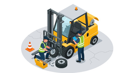 Forklift Maintenance Expert Technicians Servicing and Repairing Industrial Equipment