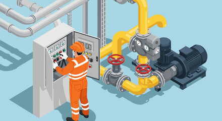 Industrial Pipeline Technician Inspecting and Maintaining Gas Pipeline System
