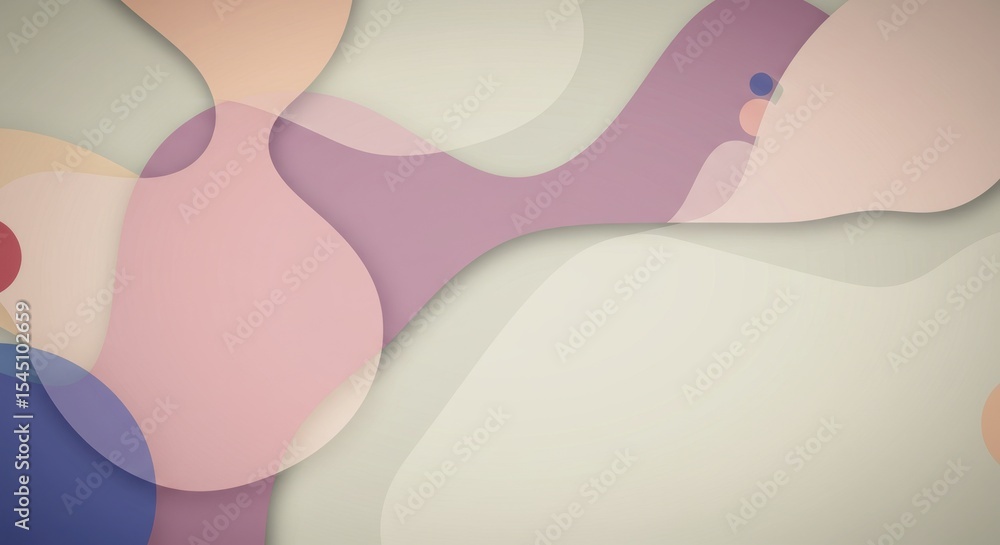 Poster interlocking pastel forms creating an abstract design
