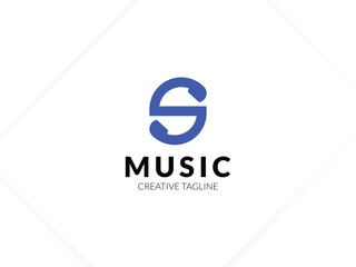 Letter S headphone music logo for your brand