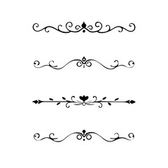 Text dividers with hearts doodle set. Wedding decorative elements. Divider ornament, borders, arrows. Hand drawn vector illustration isolated on white background
