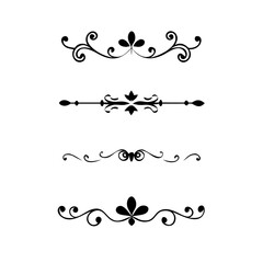 Text dividers with hearts doodle set. Wedding decorative elements. Divider ornament, borders, arrows. Hand drawn vector illustration isolated on white background
