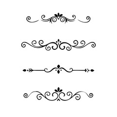 Text dividers with hearts doodle set. Wedding decorative elements. Divider ornament, borders, arrows. Hand drawn vector illustration isolated on white background
