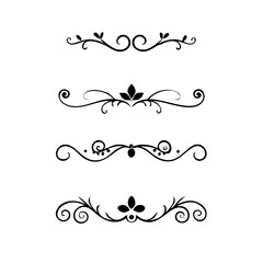 Text dividers with hearts doodle set. Wedding decorative elements. Divider ornament, borders, arrows. Hand drawn vector illustration isolated on white background
