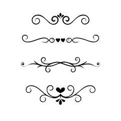 flowers, design elements.Vector design element.Gold text dividers doodle set. Wedding decorative elements. ornament, borders, floral, vintage line separators. Hand drawn vector illustration.