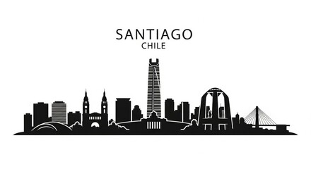 Silhouette of santiago chile skyline with modern buildings and a bridge in a vector illustration