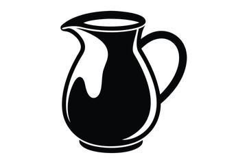 Black Silhouette Illustration of a Classic Pitcher Jug with a Handle and Spout