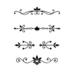 flowers, design elements.Vector design element.Gold text dividers doodle set. Wedding decorative elements. ornament, borders, floral, vintage line separators. Hand drawn vector illustration.