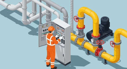 Industrial Pipeline System Technician Monitoring and Control