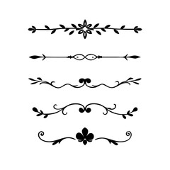 flowers, design elements.Vector design element.Gold text dividers doodle set. Wedding decorative elements. ornament, borders, floral, vintage line separators. Hand drawn vector illustration.