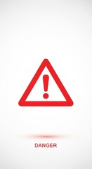 A red triangle with an exclamation point inside indicating a warning or danger on a white background