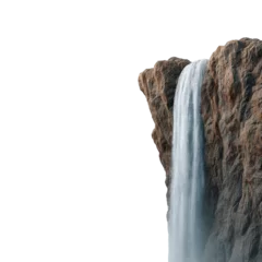 Schapenvacht deken Majestic Waterfall Cascading Down Rocky Cliff Surrounded by Lush Greenery and Vibrant Nature Landscape Transparent background or png © 69
