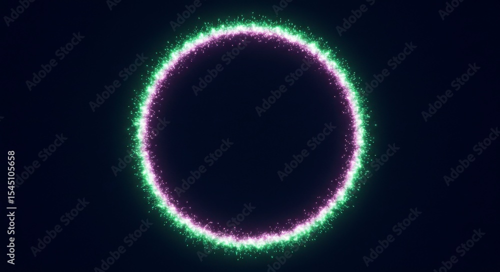 Poster abstract circular frame with glowing particles