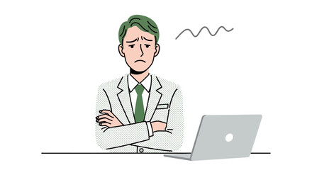 Frustrated Businessman Facing Computer Problems Illustration